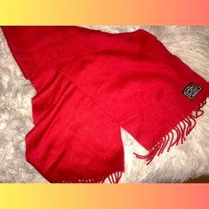 Vintage Scots Regal 100% Soft Cashmere Scarf in vibrant Red  MSRP $160